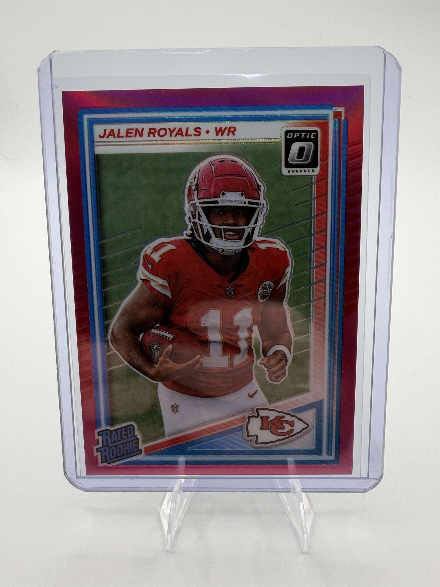 2025 Donruss Optic Jalen Royals Rated Rookie Pink Prizm Card #251 Chiefs WR