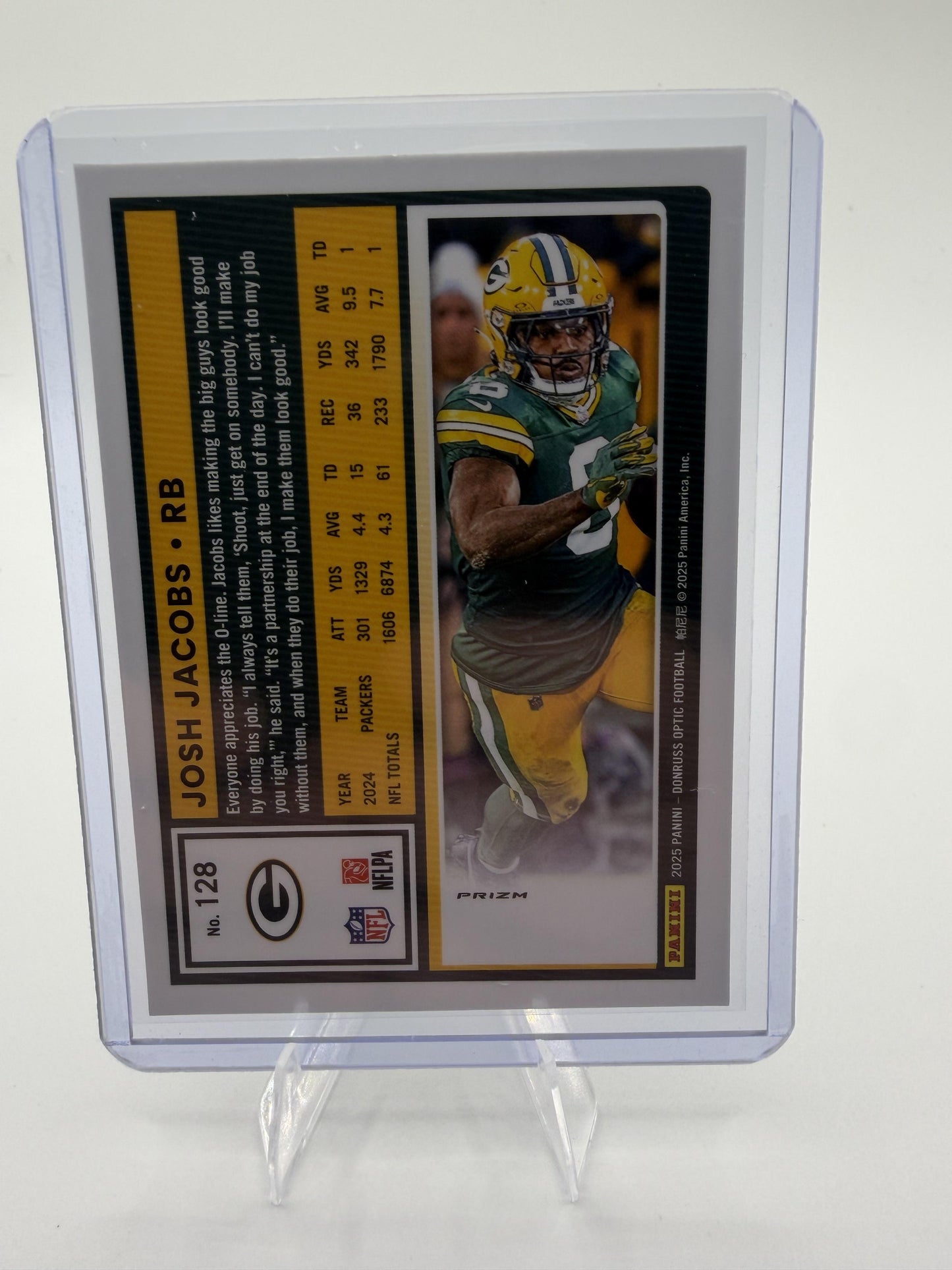 2025 Donruss Optic Josh Jacobs Silver Prizm Card #128 Packers RB Holo