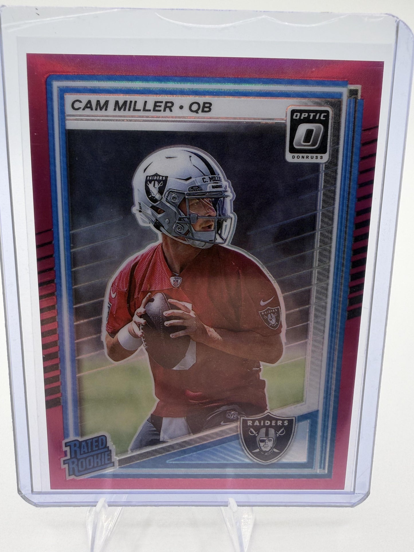 2025 Donruss Optic Cam Miller Rated Rookie Pink Prizm Card #261 Raiders QB RC
