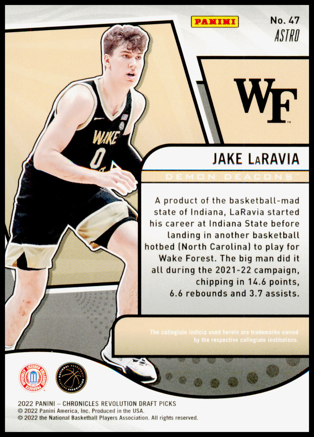 2022 Panini Chronicles Draft Picks Jake LaRavia Card Revolution Astro