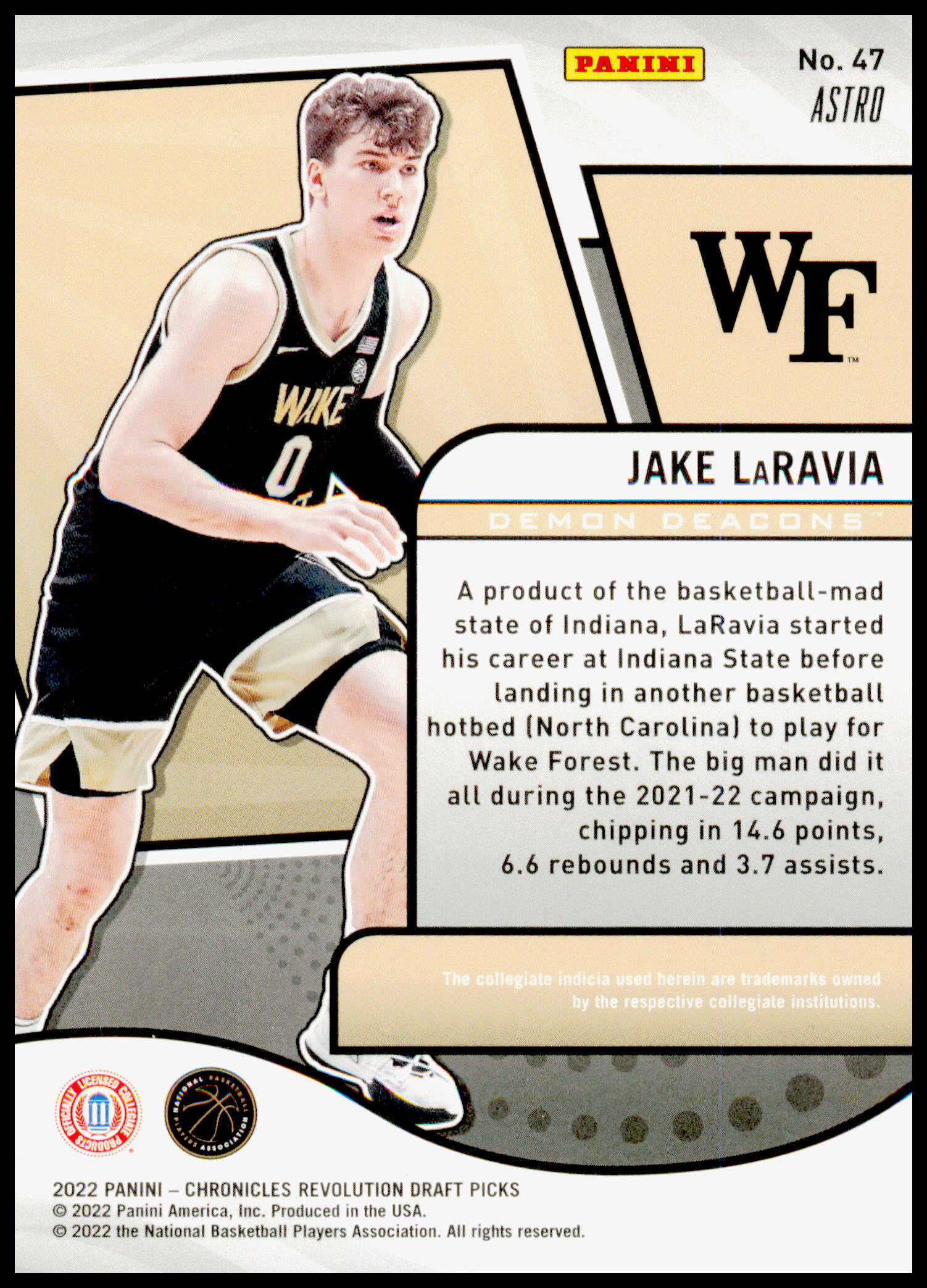 2022 Panini Chronicles Draft Picks Jake LaRavia Card Revolution Astro