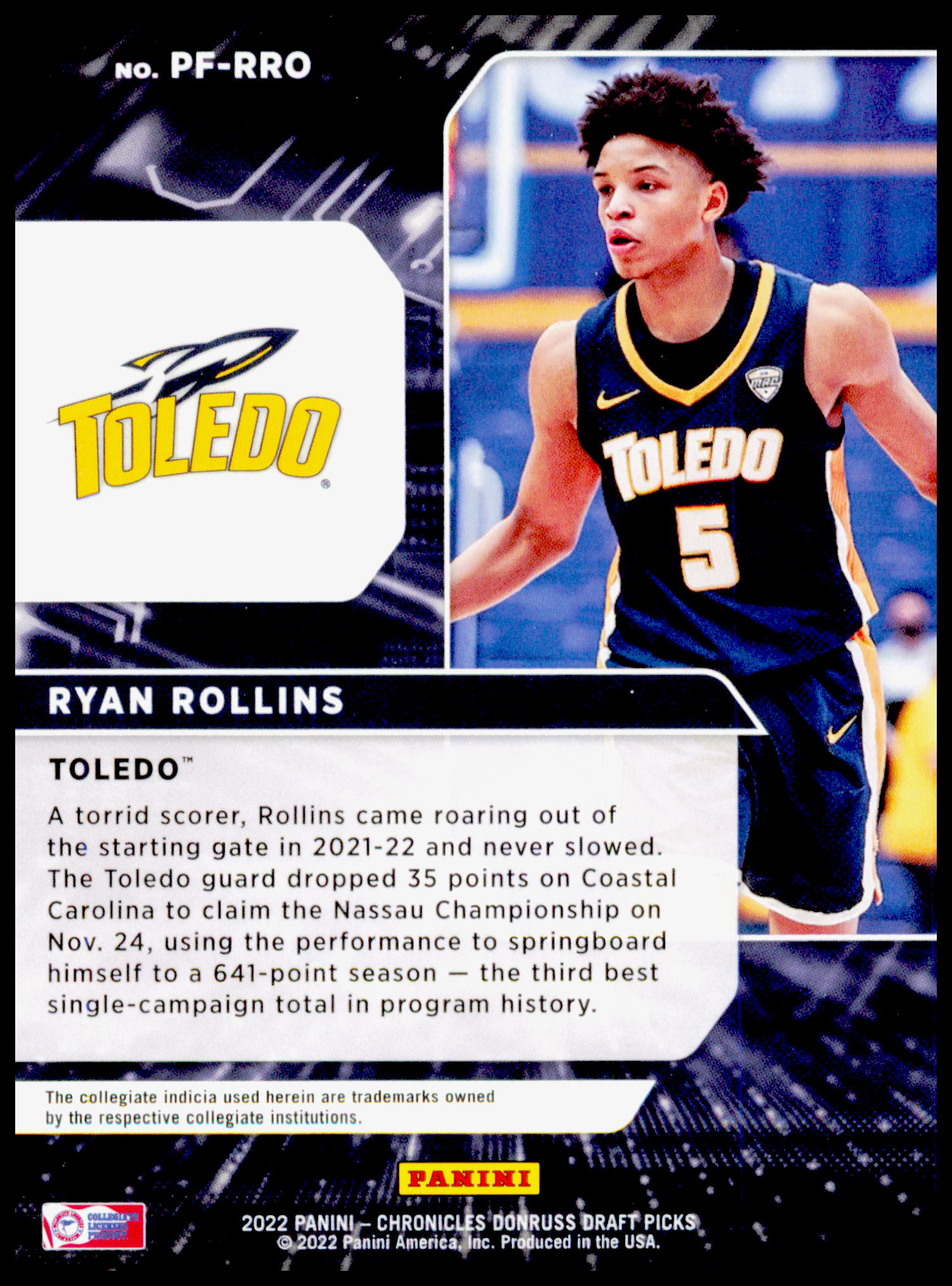 2022 Panini Chronicles Draft Picks Ryan Rollins Card Power Formulas