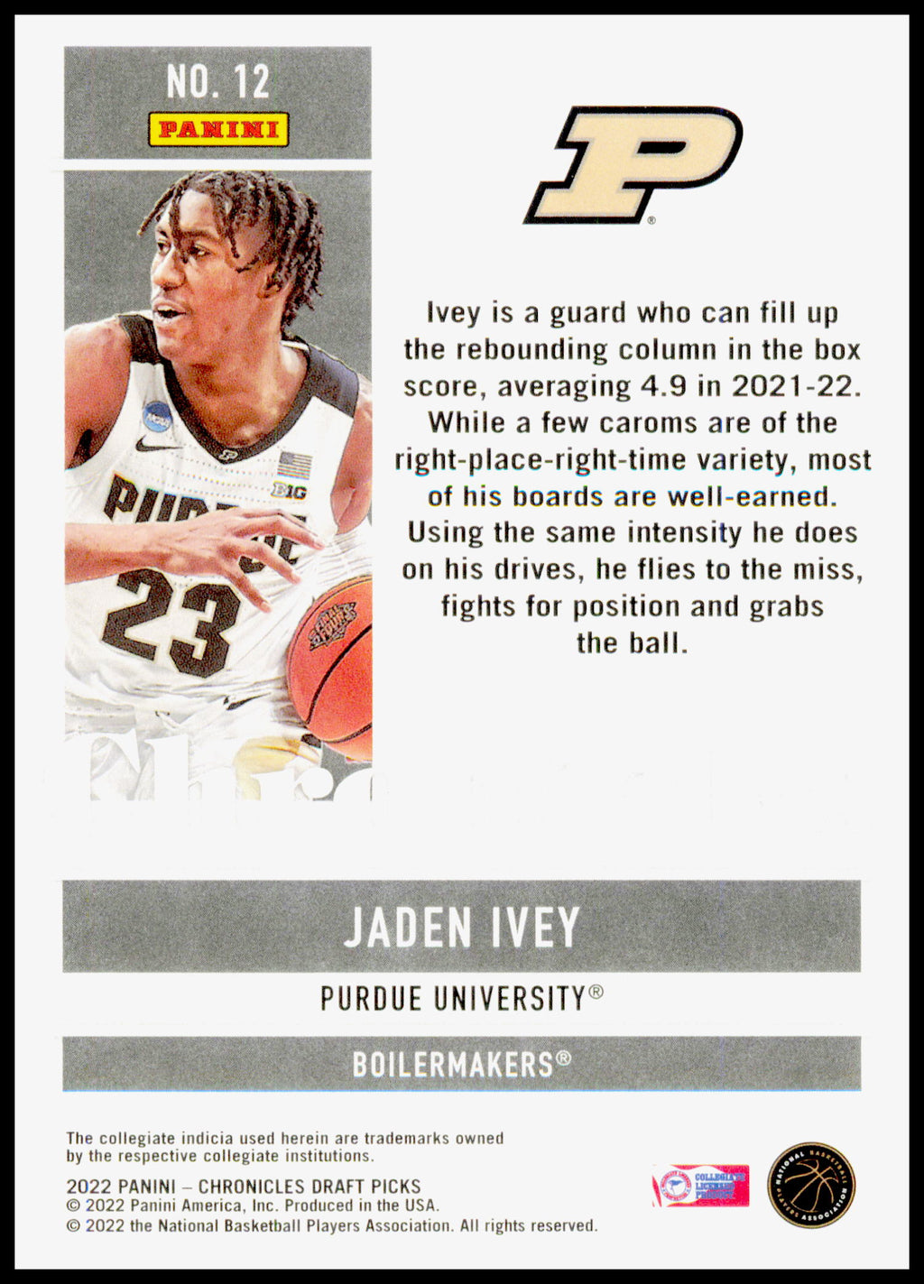 2022 Panini Chronicles Draft Picks Jaden Ivey Card