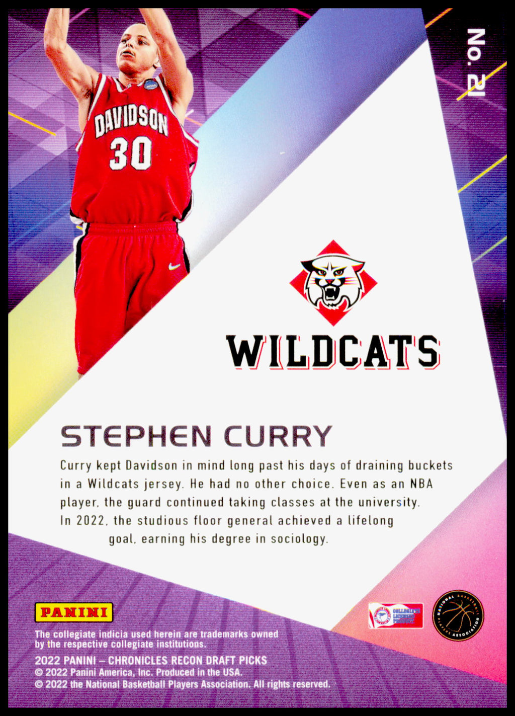 2022 Panini Chronicles Draft Picks Stephen Curry Card Recon