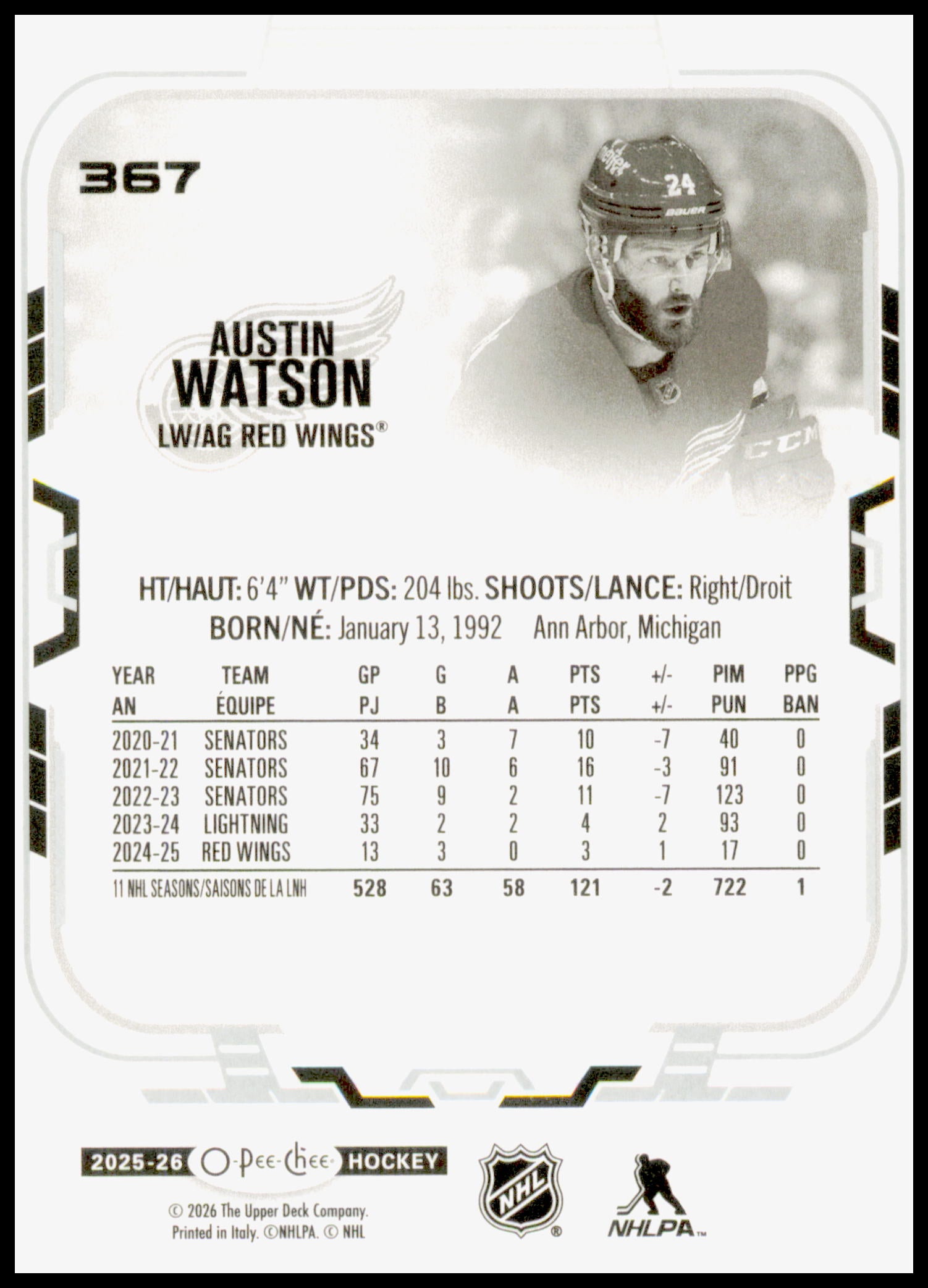 2025-26 O-Pee-Chee Austin Watson Card
