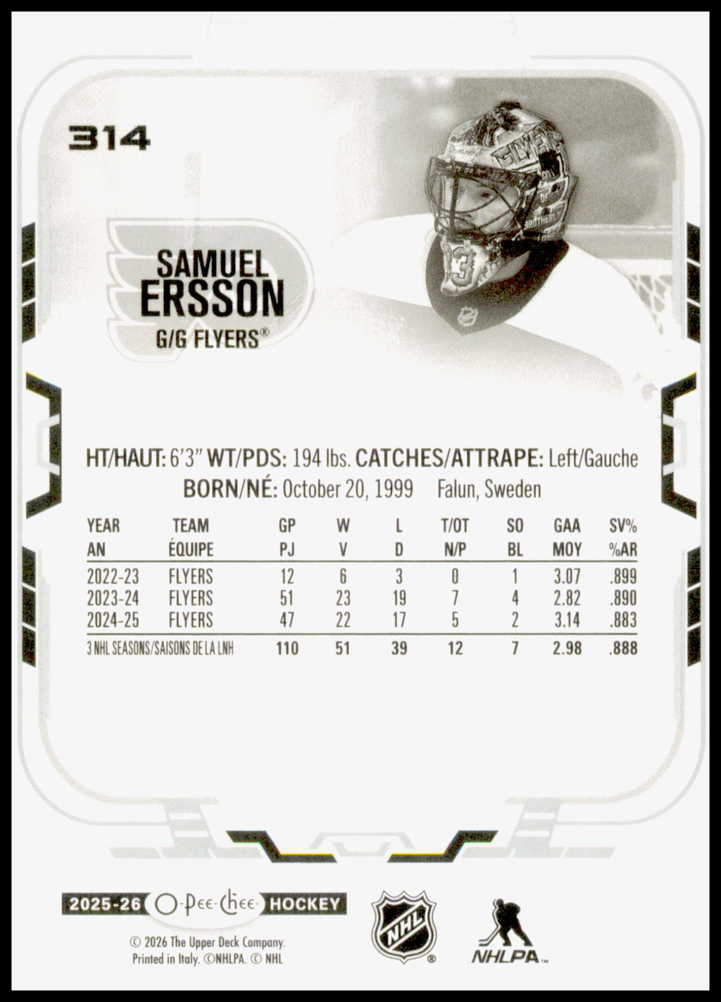 2025-26 O-Pee-Chee Samuel Ersson Card