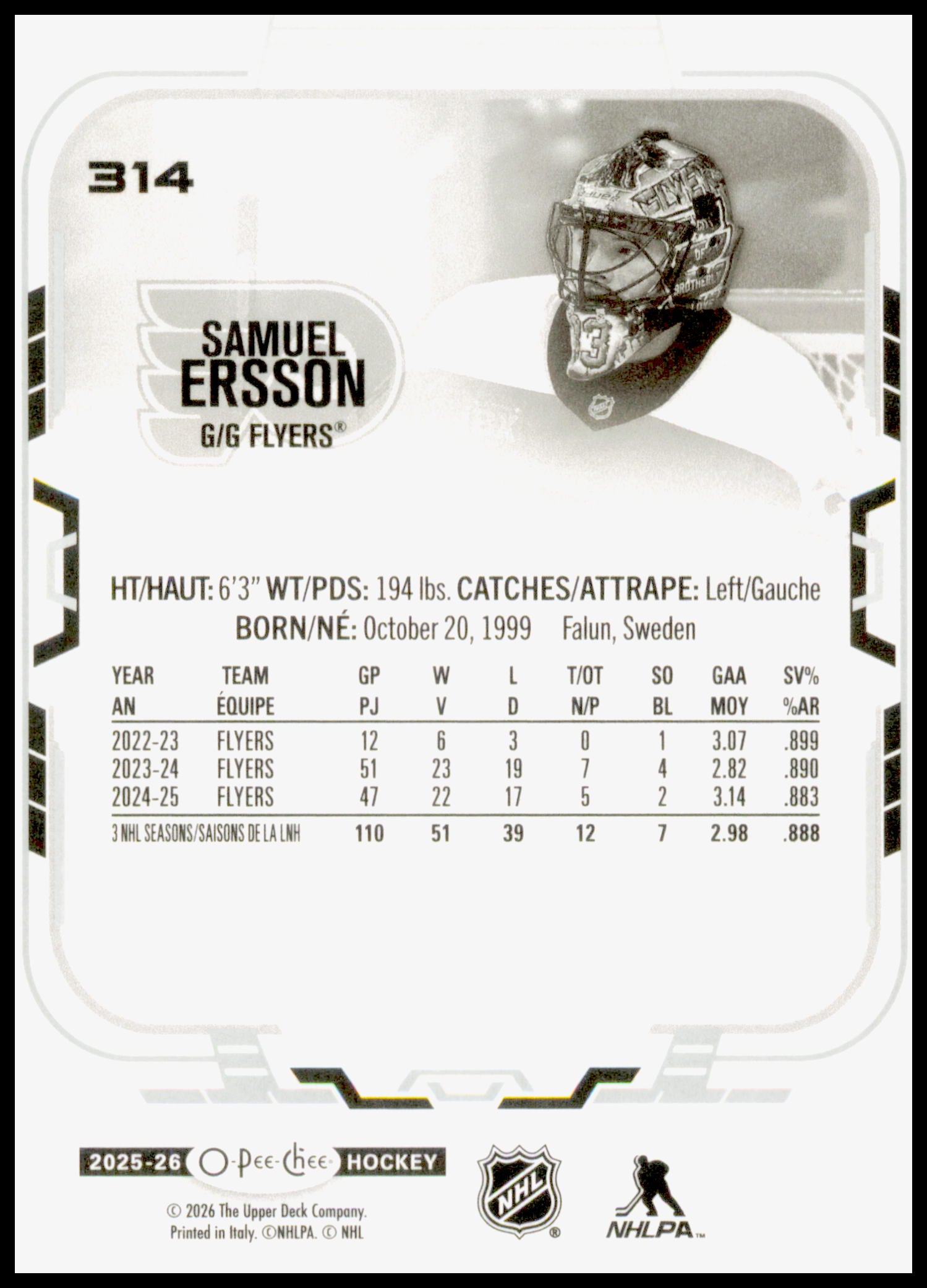 2025-26 O-Pee-Chee Samuel Ersson Card