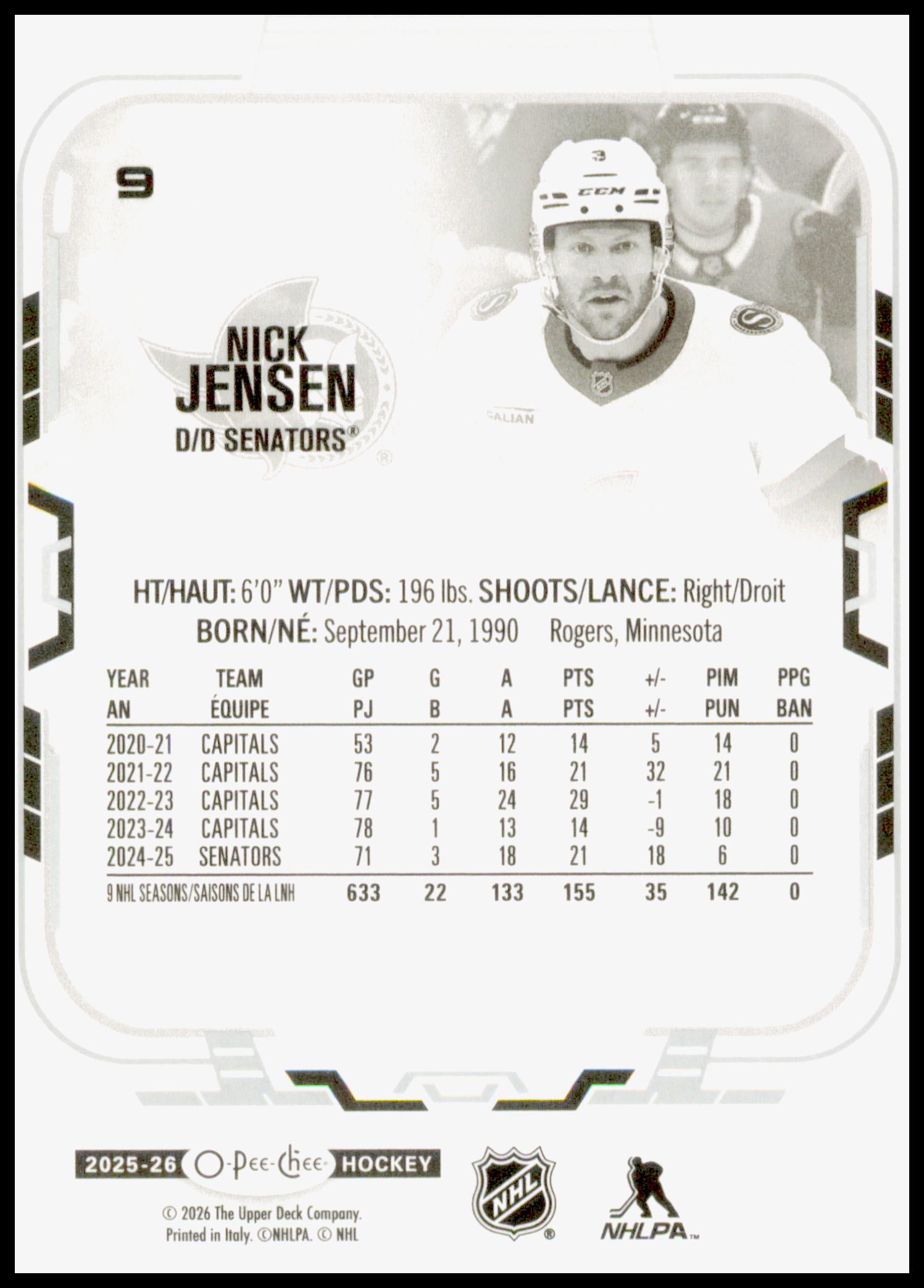 2025-26 O-Pee-Chee Nick Jensen Card