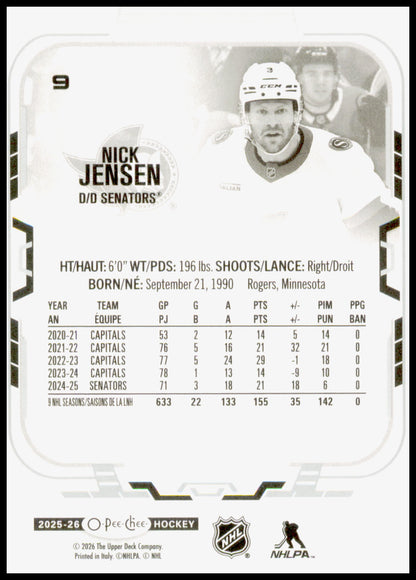 2025-26 O-Pee-Chee Nick Jensen Card