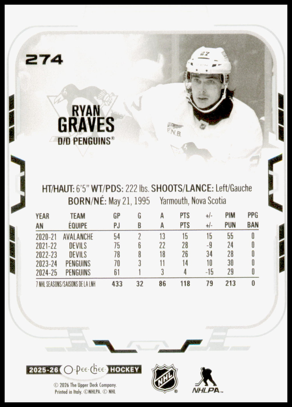 2025-26 O-Pee-Chee Ryan Graves Card