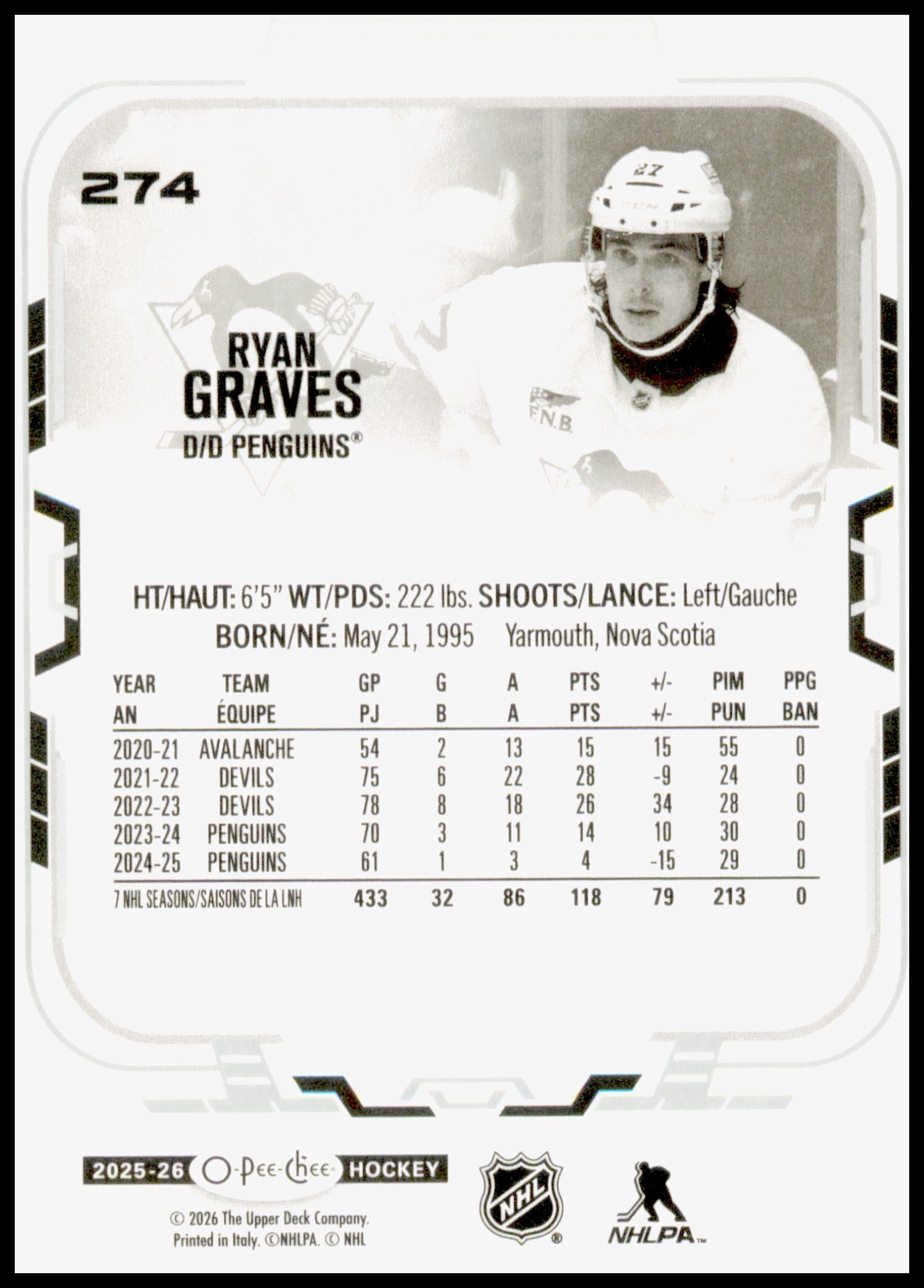 2025-26 O-Pee-Chee Ryan Graves Card