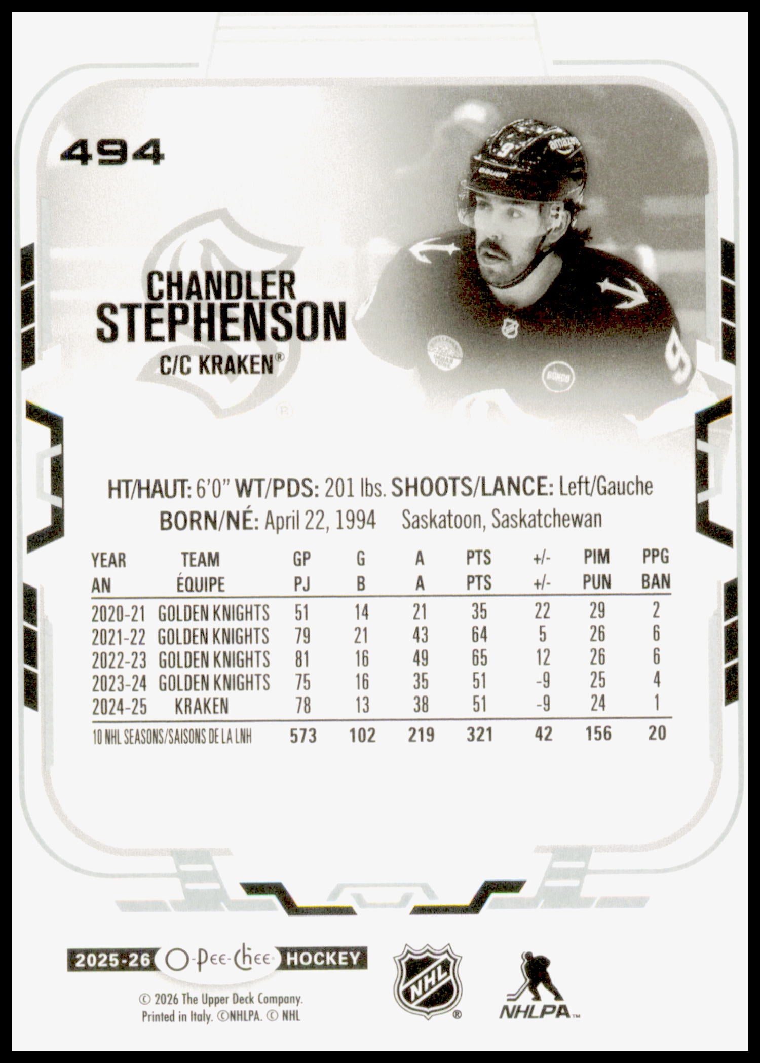2025-26 O-Pee-Chee Chandler Stephenson Card