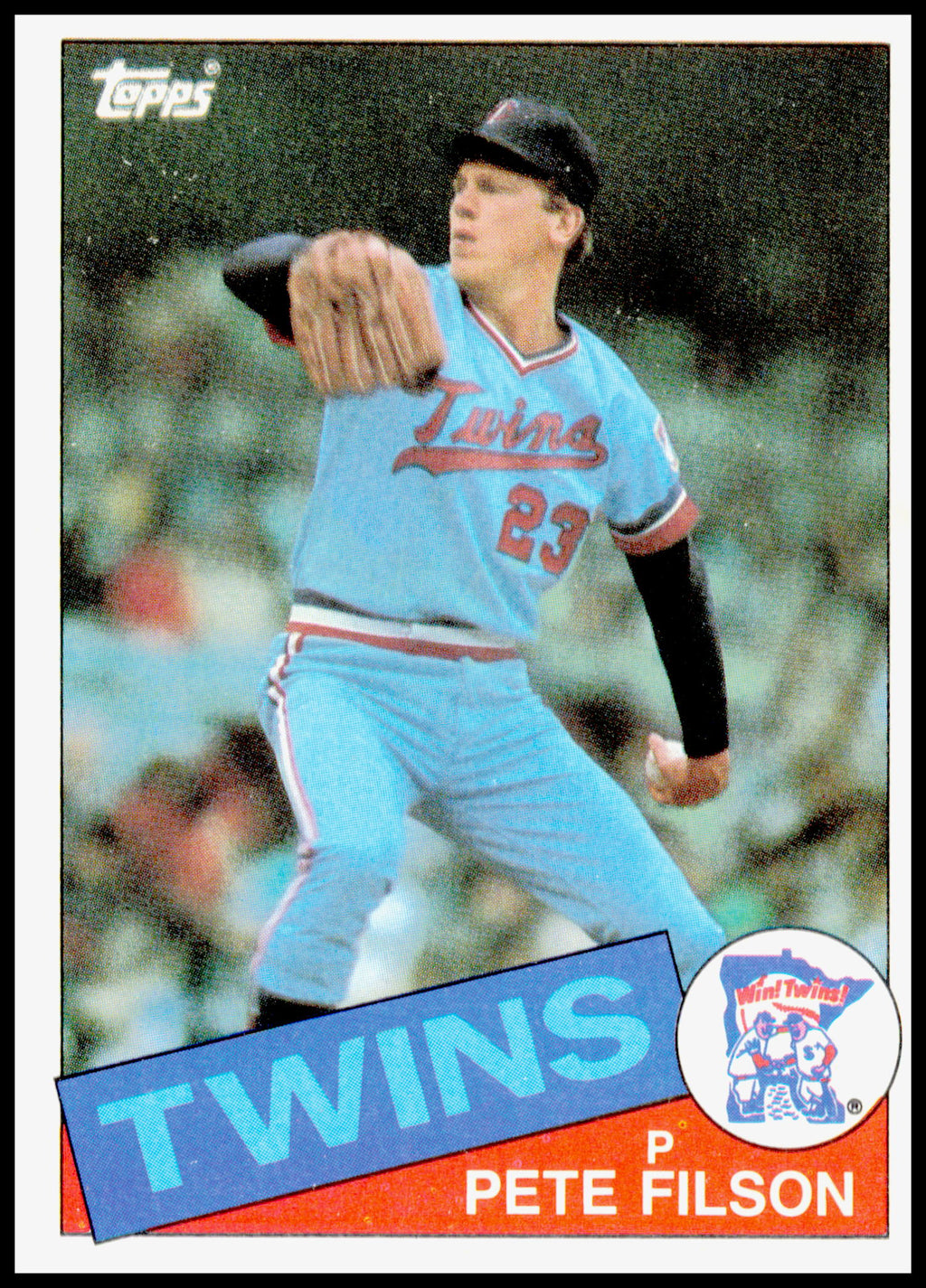 1985 Topps Pete Filson Card Twins - top right corner wear
