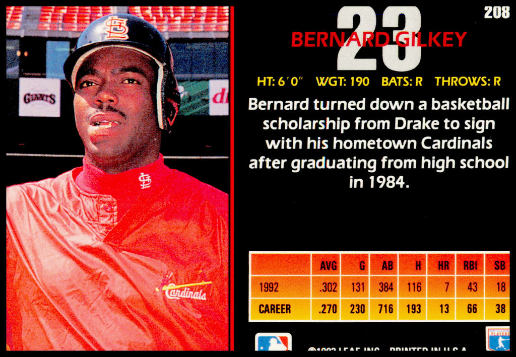 1993 Triple Play Bernard Gilkey Card