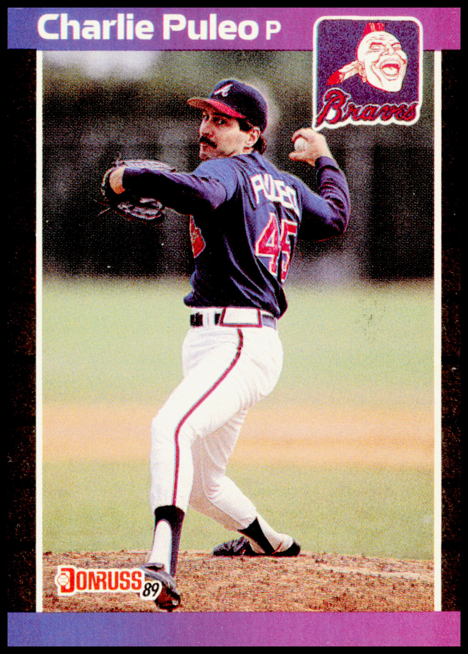1989 Donruss Charlie Puleo Card Atlanta Braves - edges signs of aging