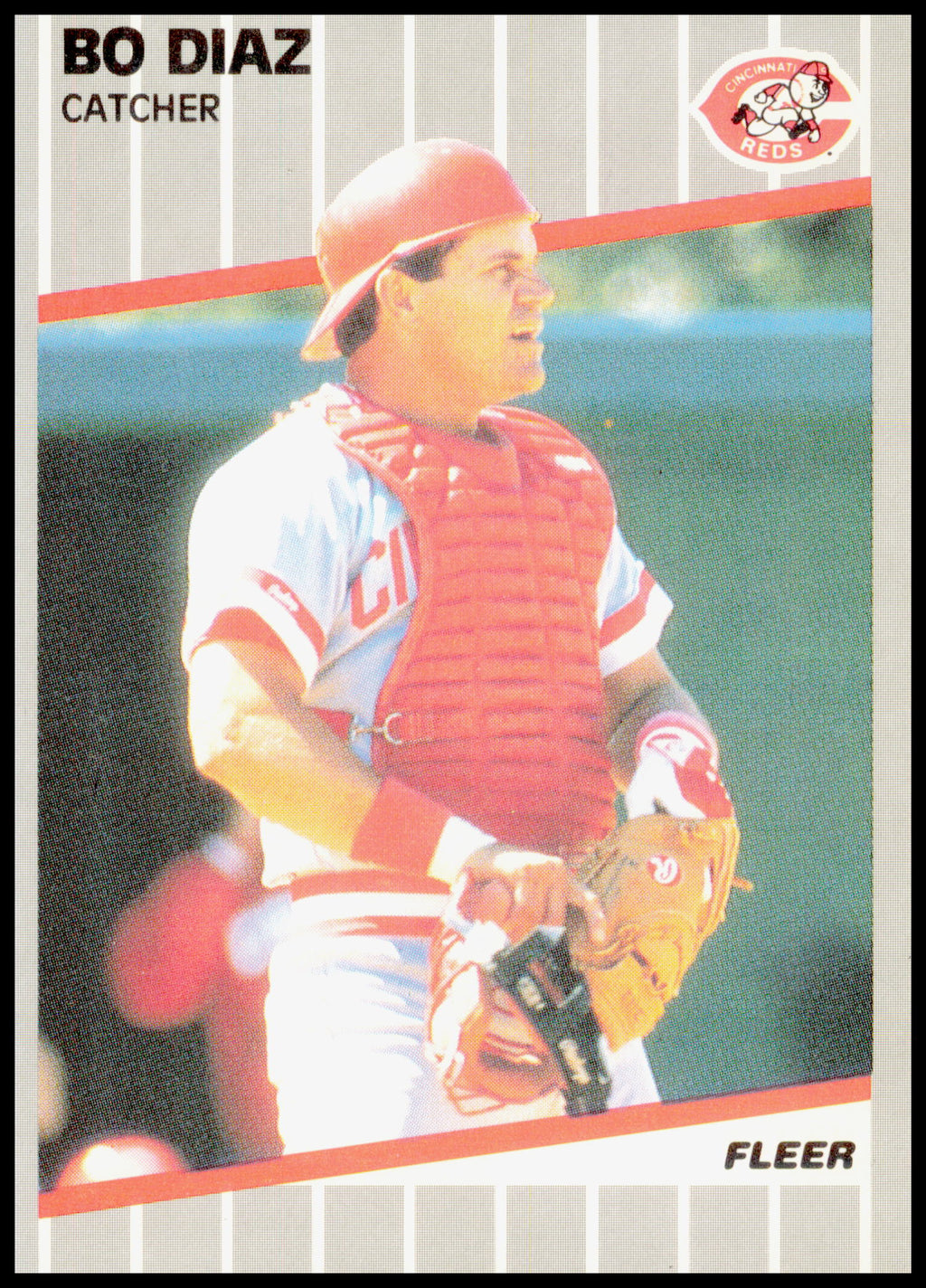 1989 Fleer Bo Diaz Card Cincinnati Reds