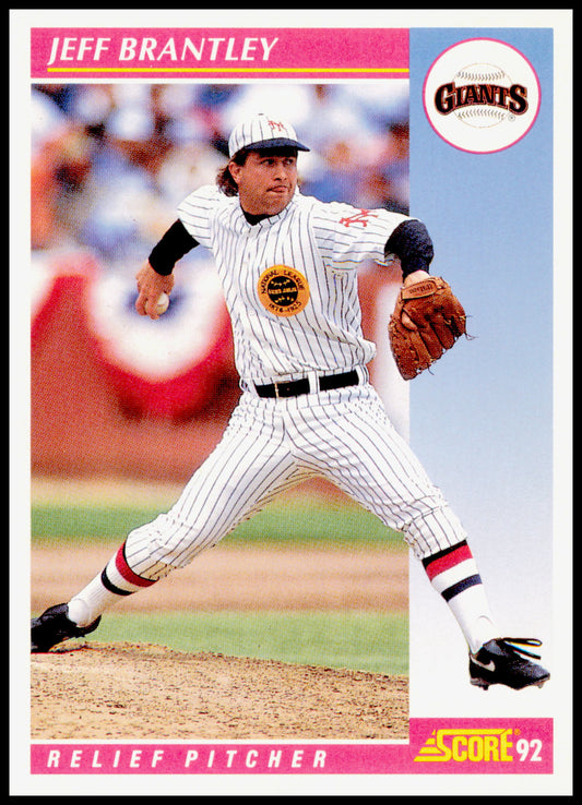 1992 Score Jeff Brantley Card San Francisco Giants - Jagged Top Edge