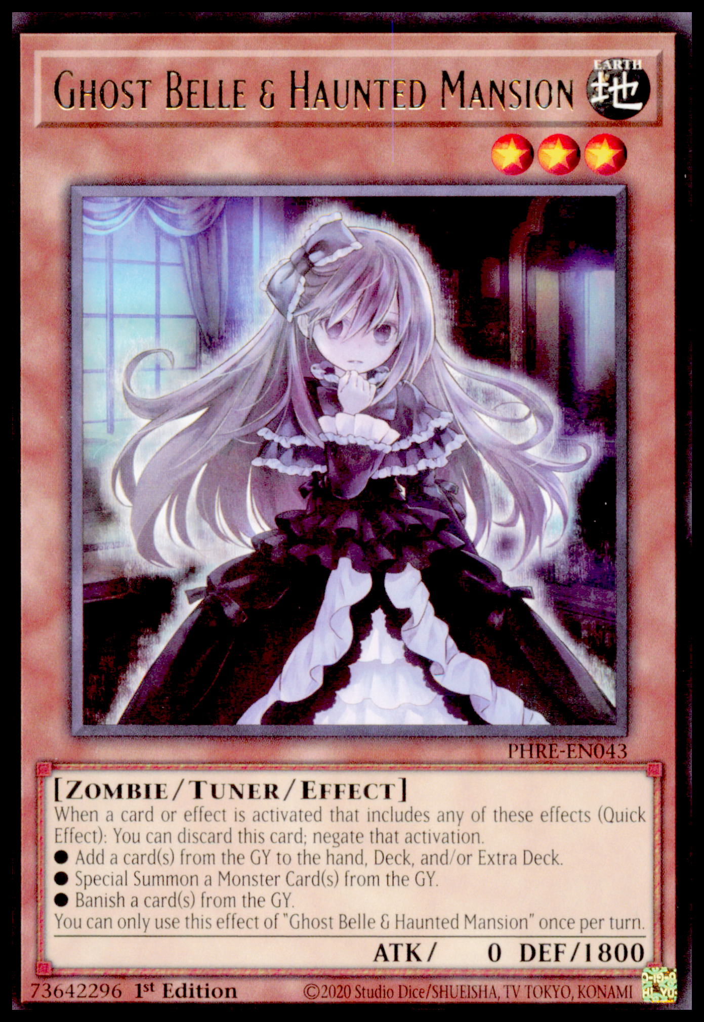 2020 Yu-Gi-Oh! Ghost Belle & Haunted Mansion PHRE-EN043 Rare 1st Edition NM