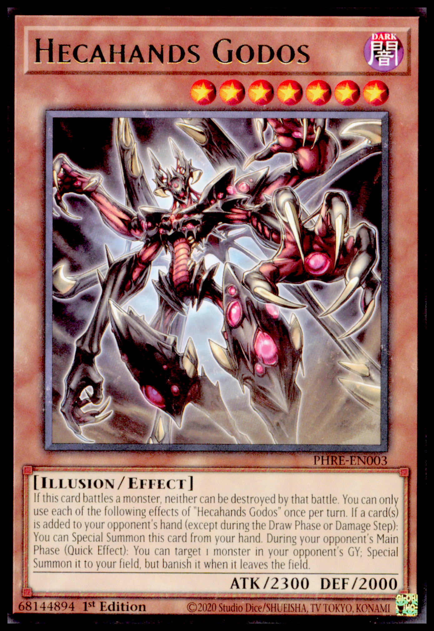 2020 Yu-Gi-Oh! Hecahands Godos PHRE-EN003 Super Rare 1st Edition