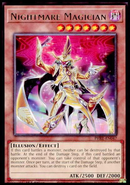 2020 Yu-Gi-Oh! Nightmare Magician PHRE-EN047 Rare 1st Edition Phantom Revenge