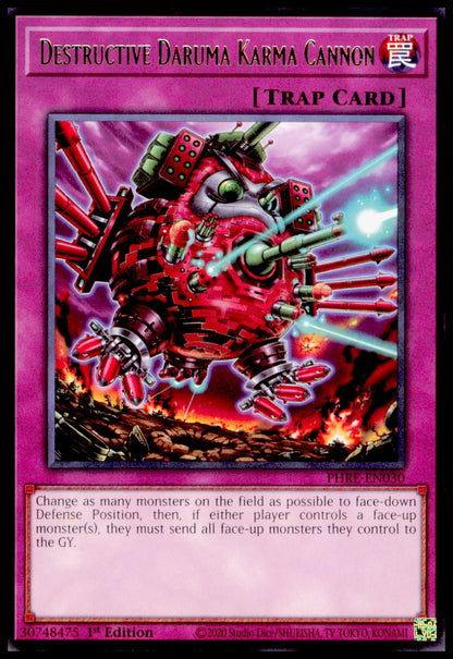 2020 Yu-Gi-Oh! Destructive Daruma Karma Cannon PHRE-EN030 Rare 1st Edition