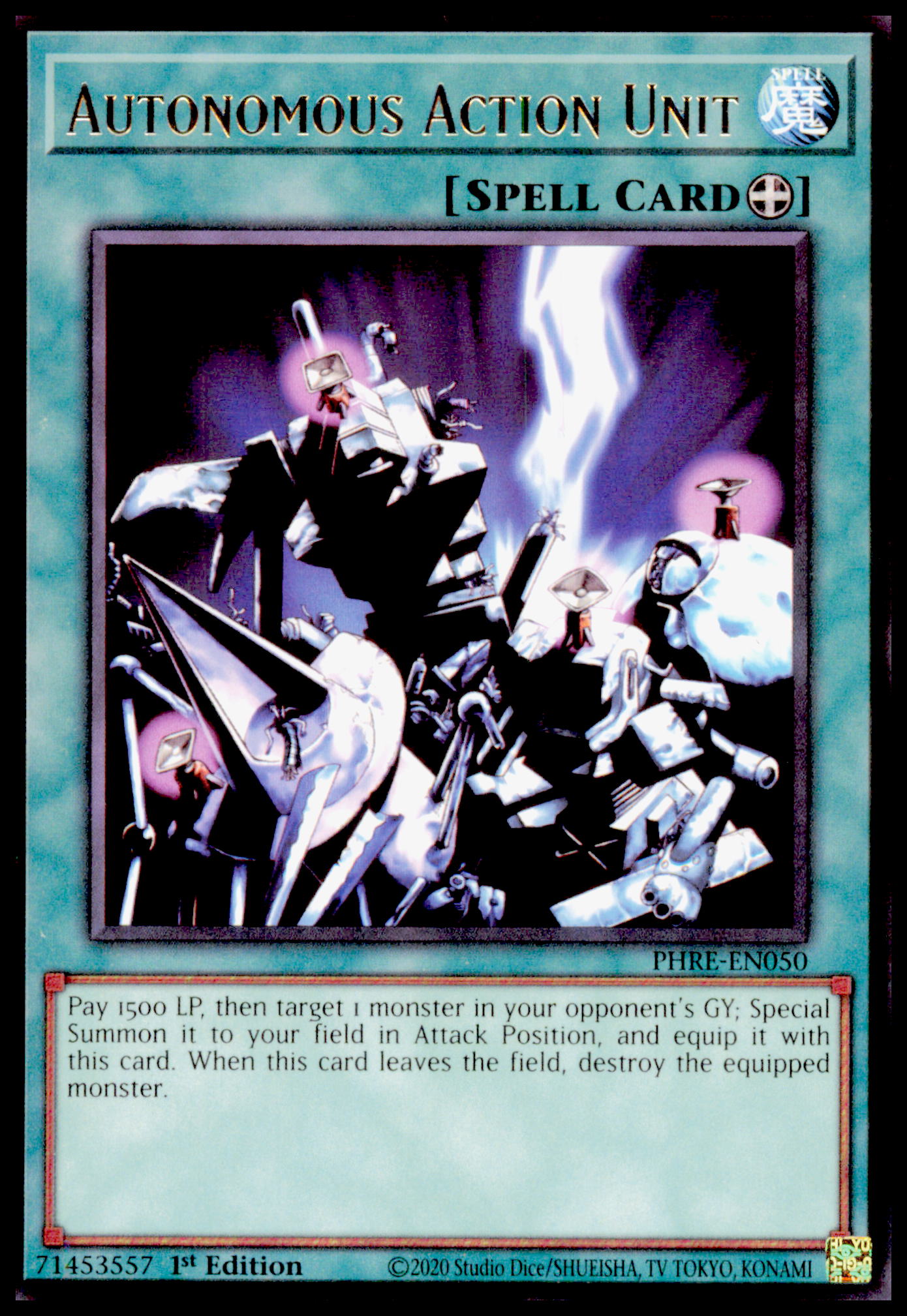 Yu-Gi-Oh Autonomous Action Unit PHRE-EN050 Rare 1st Ed 2020 PHRE Konami