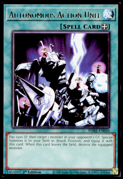 Yu-Gi-Oh Autonomous Action Unit PHRE-EN050 Rare 1st Ed 2020 PHRE Konami