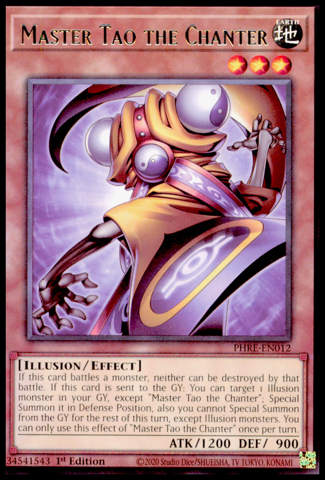 Yu-Gi-Oh Master Tao the Chanter PHRE-EN012 Rare 1st Ed 2020 Phantom Revenge