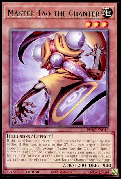Yu-Gi-Oh Master Tao the Chanter PHRE-EN012 Rare 1st Ed 2020 Phantom Revenge