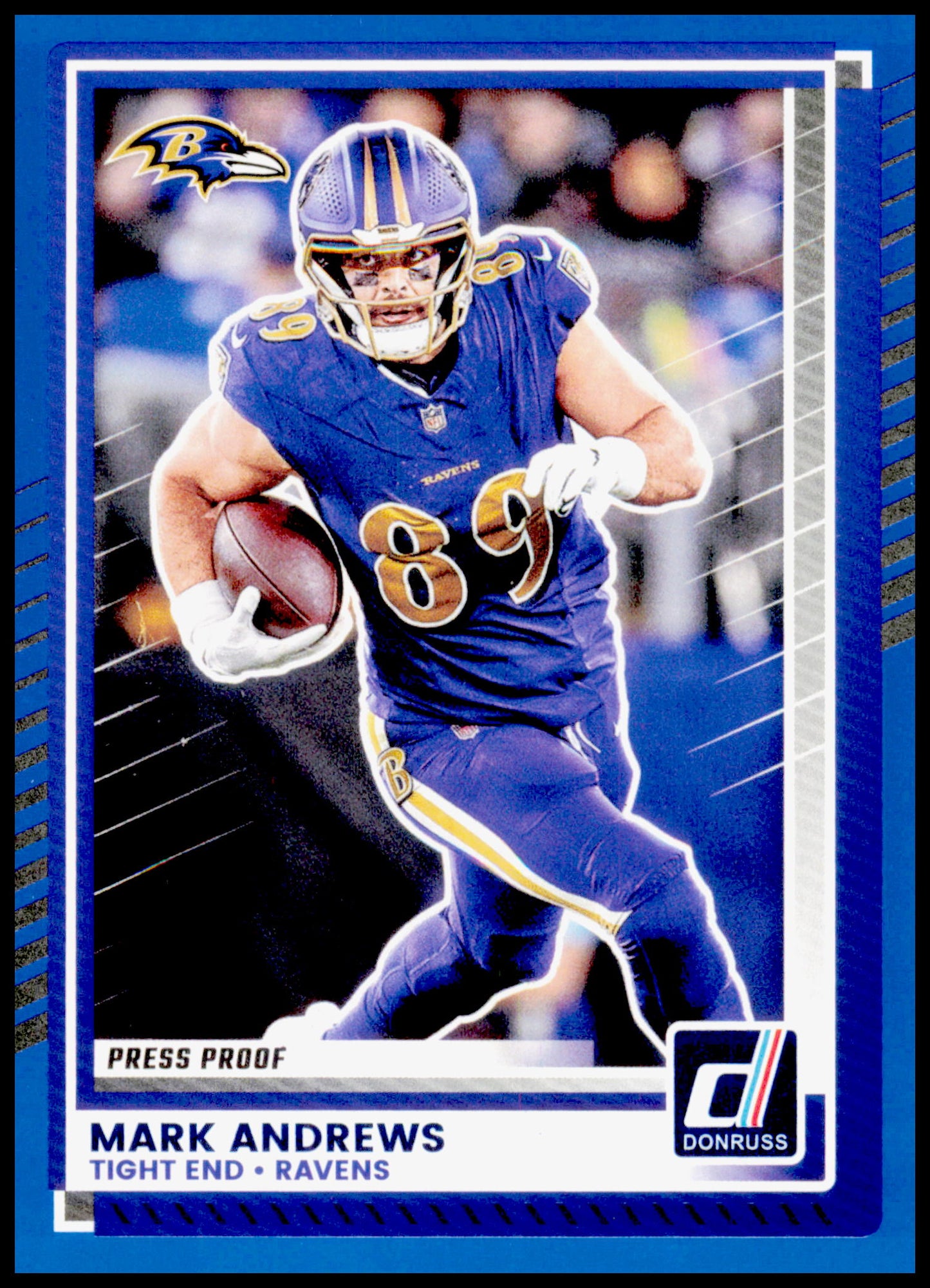2025 Panini Donruss Mark Andrews Card #297 Ravens Press Proof Blue