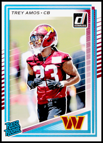 2025 Panini Donruss Trey Amos #369 Commanders Rated Rookie RC Card