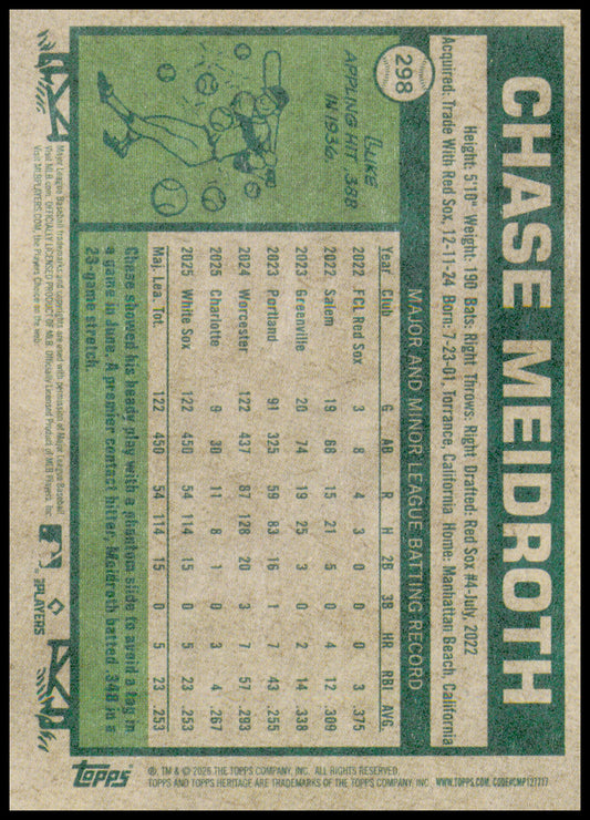 2026 Topps Heritage Chase Meidroth Card
