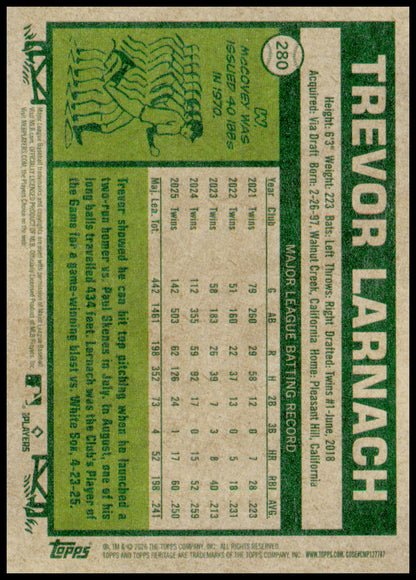 2026 Topps Heritage Trevor Larnach Card