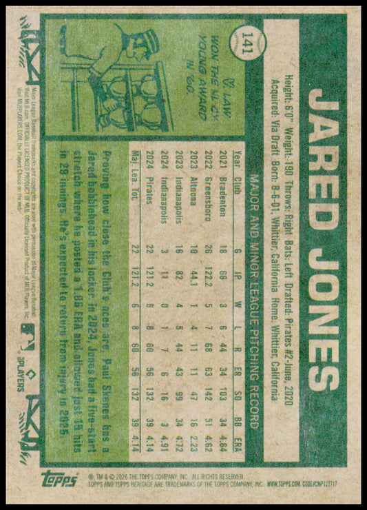 2026 Topps Heritage Jared Jones Card