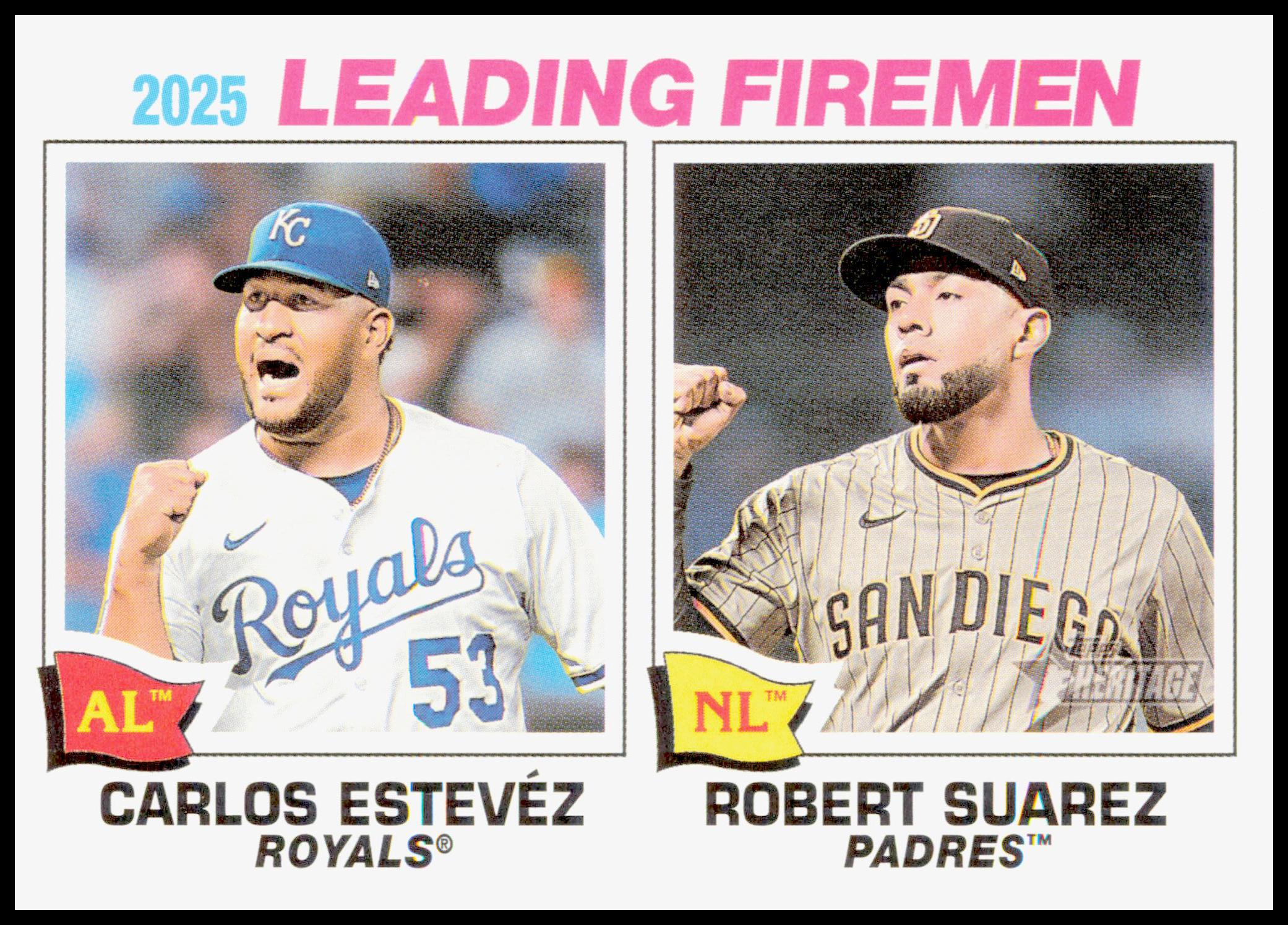 2026 Topps Heritage 2025 Leading Firemen Carlos Estevez / Robert Suarez Card