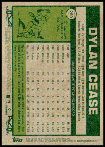 2026 Topps Heritage Dylan Cease Card