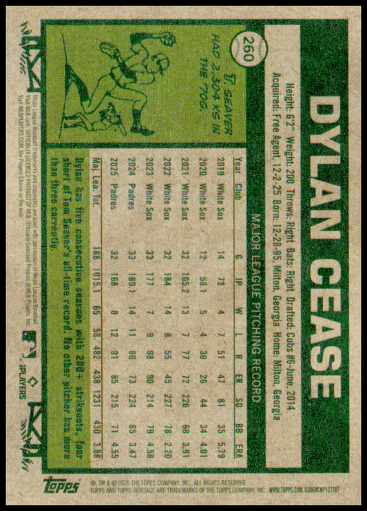 2026 Topps Heritage Dylan Cease Card