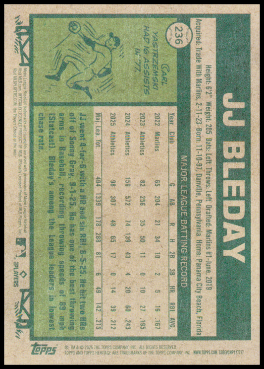 2026 Topps Heritage JJ Bleday Card