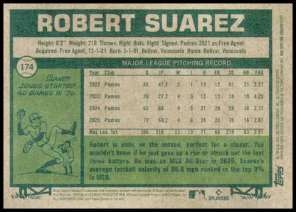 2026 Topps Heritage Robert Suarez Card San Diego Padres #174