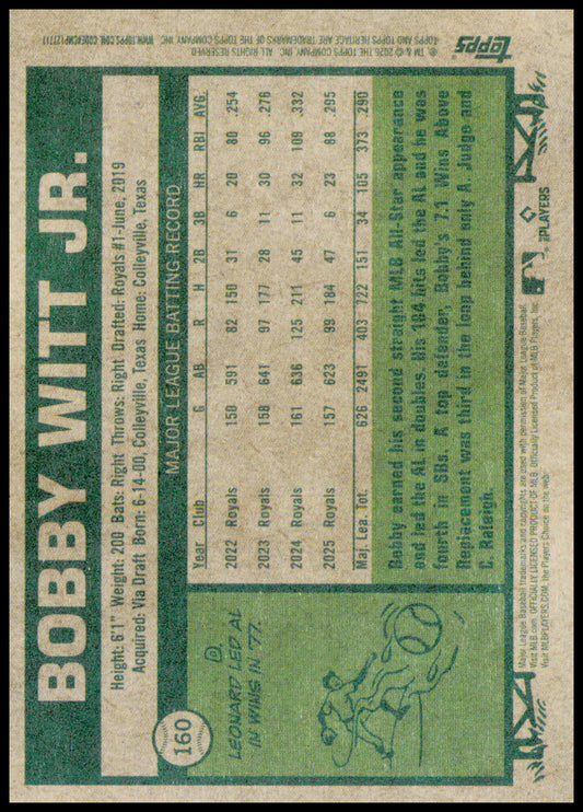 2026 Topps Heritage Bobby Witt Jr. Card