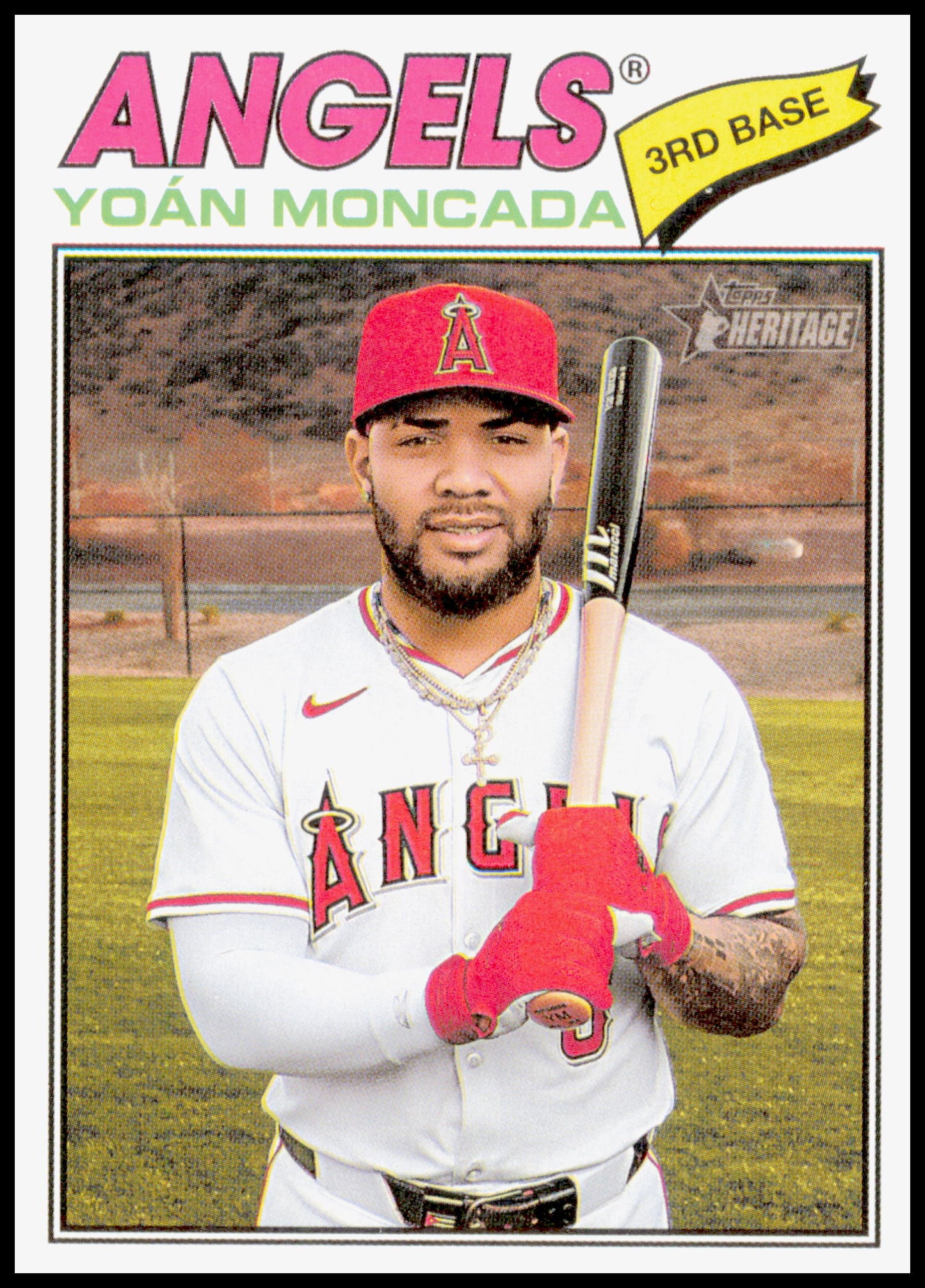 2026 Topps Heritage Yoan Moncada #35 Los Angeles Angels 3B 1977 Design