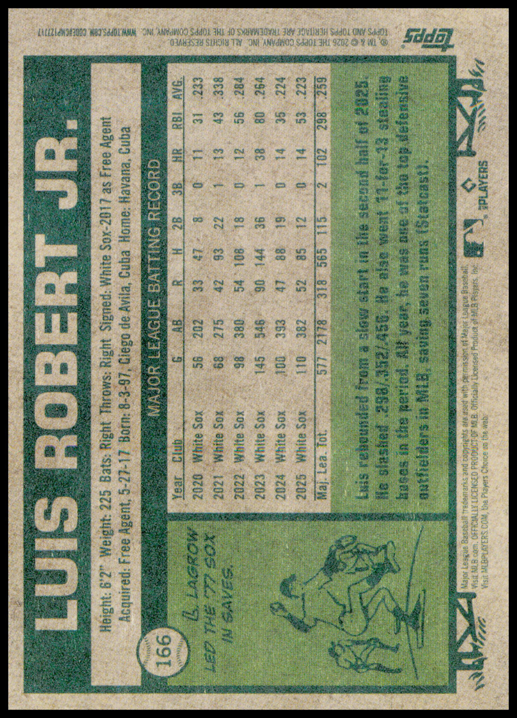 2026 Topps Heritage Luis Robert Jr. Card