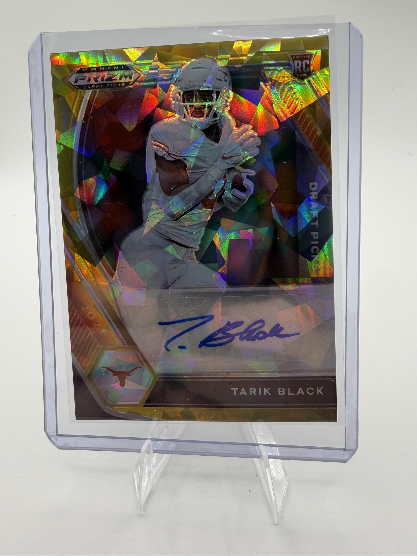 2021 Panini Prizm Draft Picks Tarik Black Gold Ice Auto RC #DPA-TAR Texas