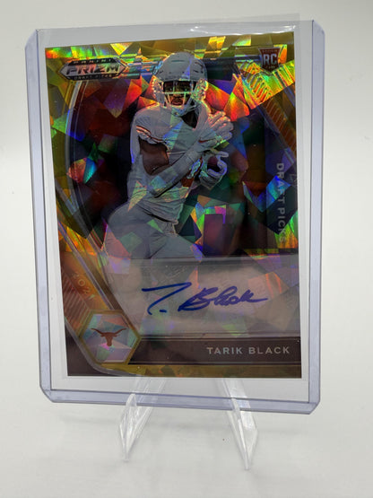 2021 Panini Prizm Draft Picks Tarik Black Gold Ice Auto RC #DPA-TAR Texas