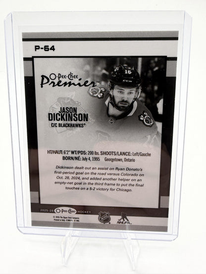 2025-26 O-Pee-Chee Premier Jason Dickinson #P-64 Chicago Blackhawks Rainbow Foil
