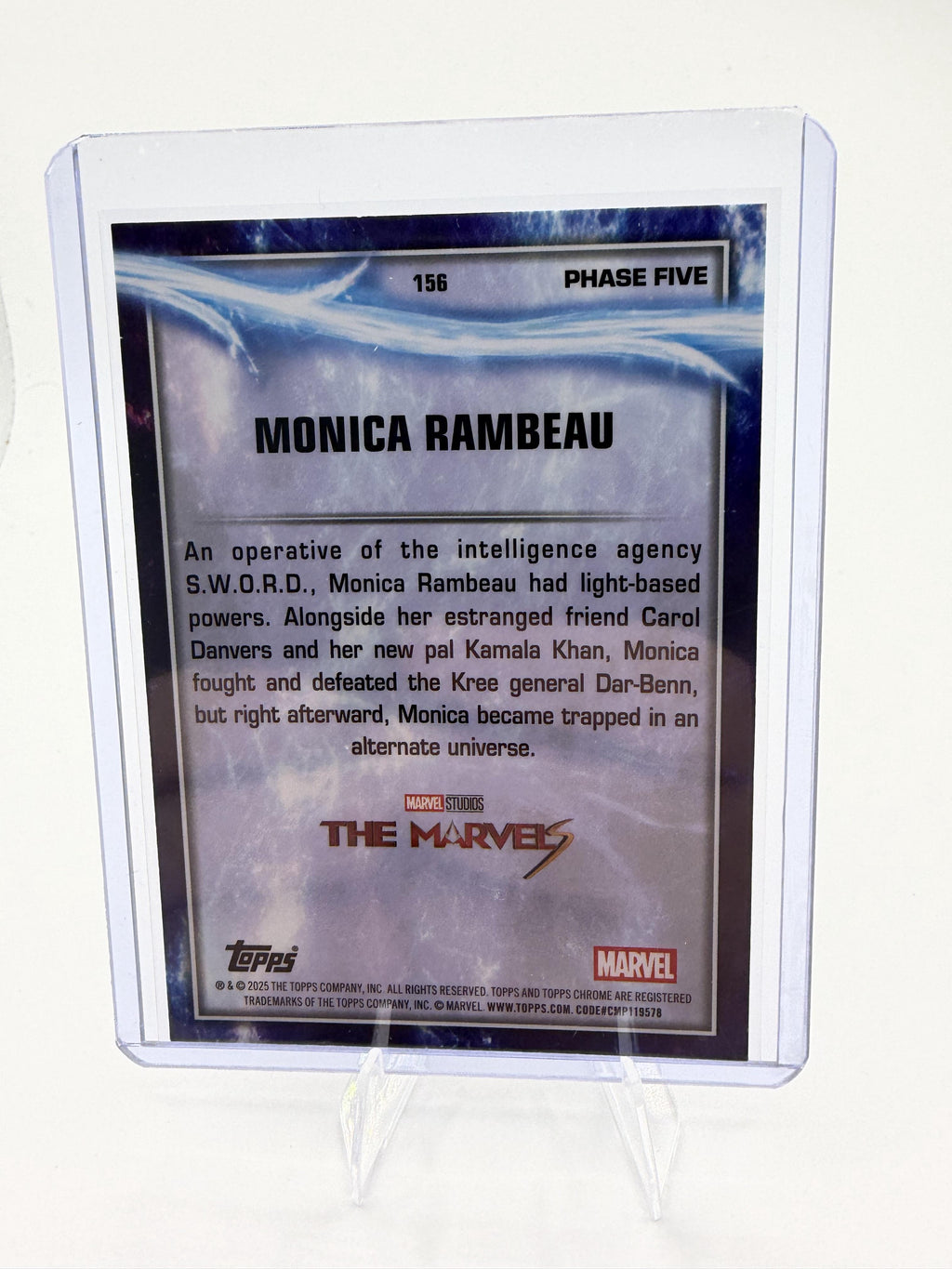 2024 Topps Chrome Marvel Monica Rambeau Blue Wave Refractor #145 Card