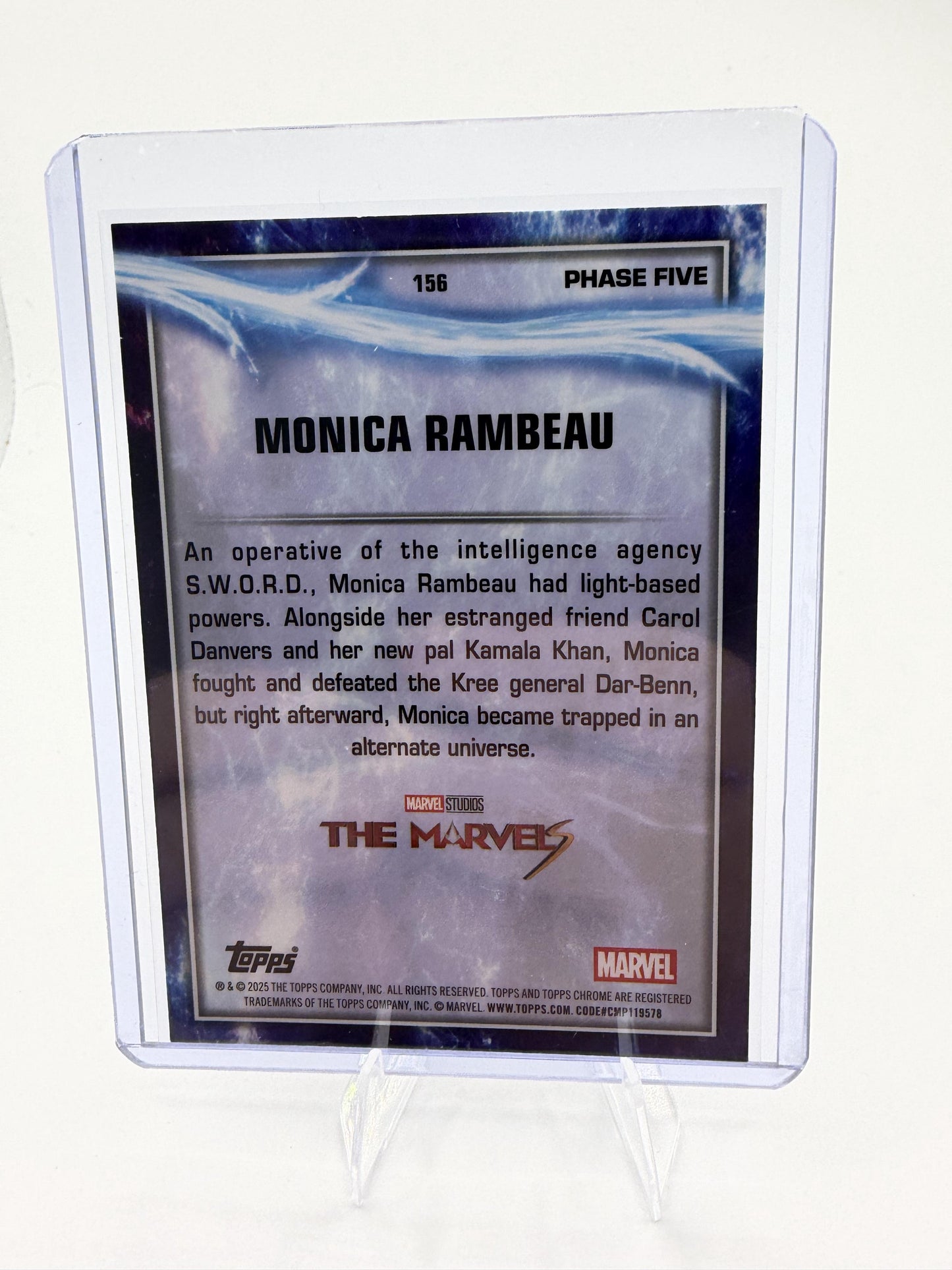2024 Topps Chrome Marvel Monica Rambeau Blue Wave Refractor #145 Card