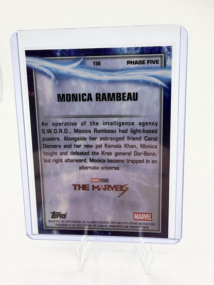 2024 Topps Chrome Marvel Monica Rambeau Blue Wave Refractor #145 Card