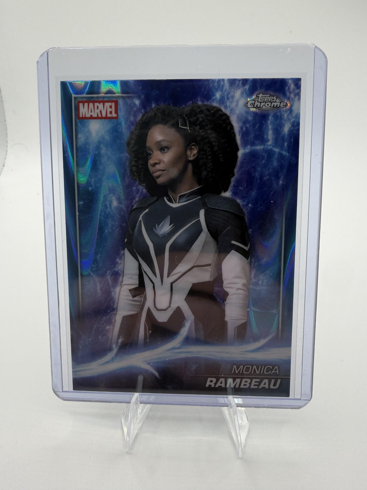 2024 Topps Chrome Marvel Monica Rambeau Blue Wave Refractor #145 Card