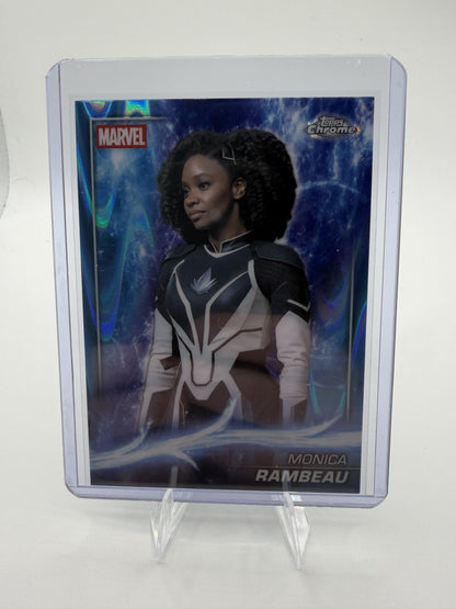 2024 Topps Chrome Marvel Monica Rambeau Blue Wave Refractor #145 Card